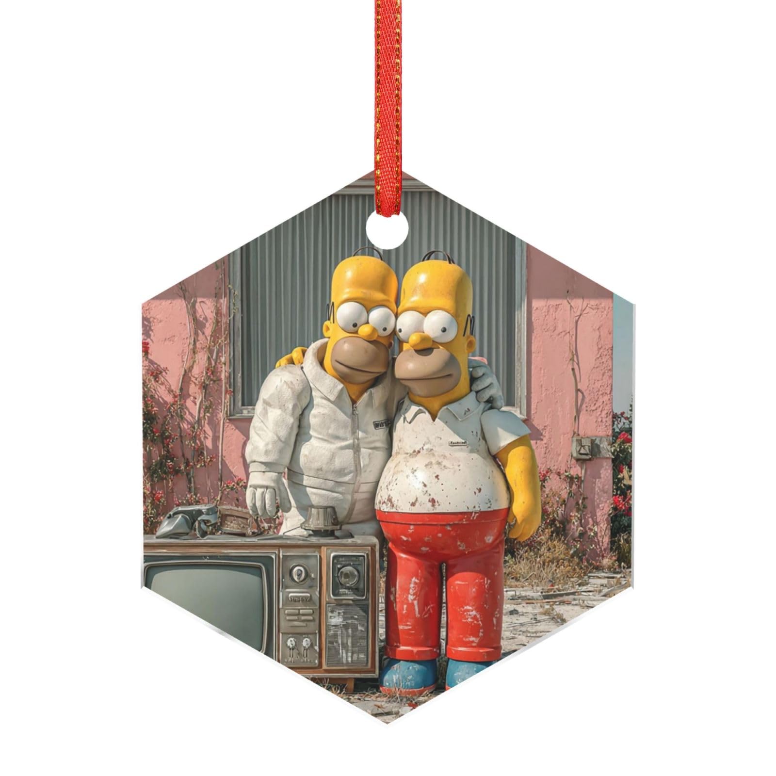 Hjkjkkj Hexagon Acrylic Ornament Christmas Tree Decoration Clear Round Pendant With Red Ribbon Simpsons Christmas Ornaments Indoor Outdoor Hanging Acrylic Pendants For Xmas Party Decor