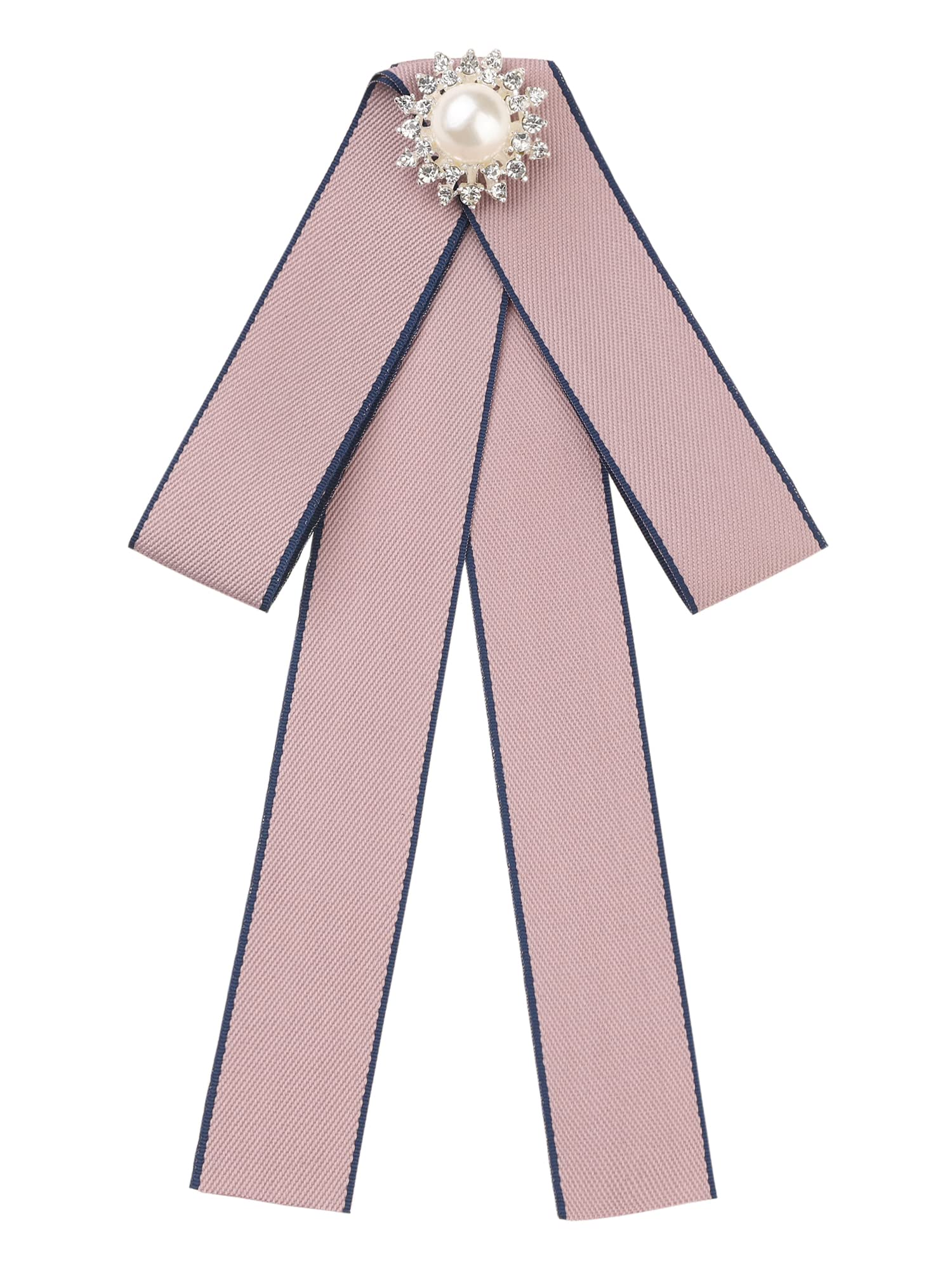 Elerevyo Women's Bow Brooches Pre-Tied Ribbon Elegant Brooch Pin Bow Tie Pink One Size