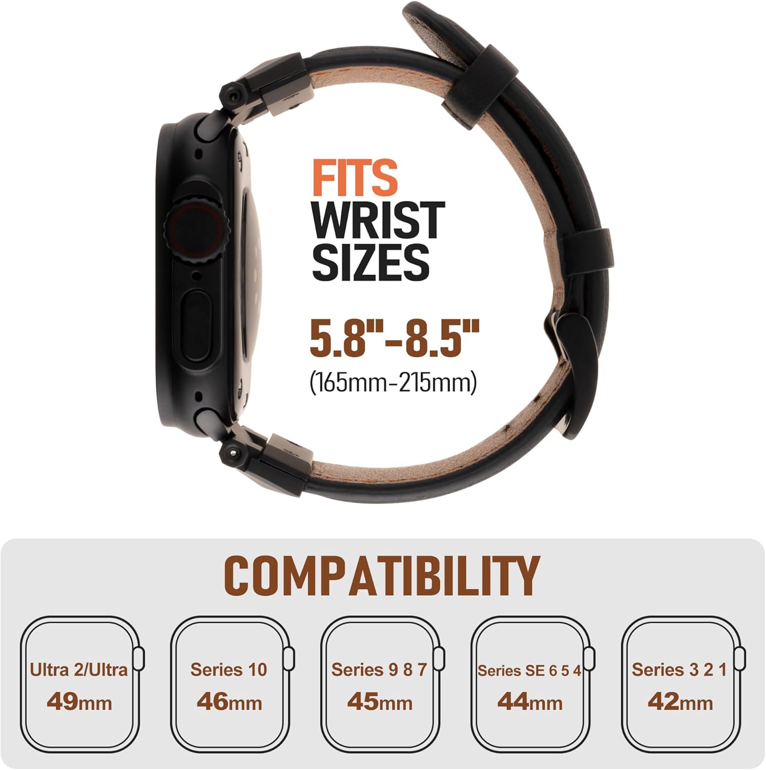 Leather Bands Compatible With Apple Watch Ultra Band 49mm 46mm 45mm 42mm, Genuine Leather Replacement Strap for iWatch series 11 10 9 8 7 6 5 4 3 2 1, SE 3 2 1, Ultra 3 2 1