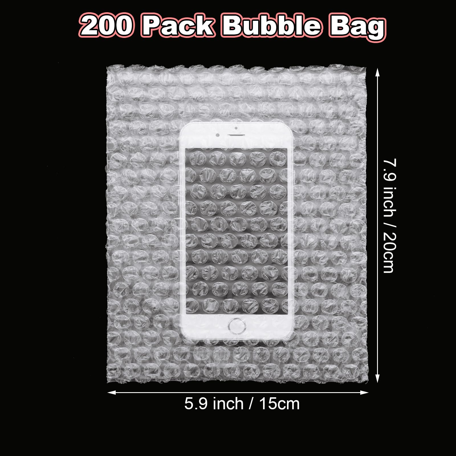 200 sacchetti trasparenti a bolle d'aria da 15,2 x 20,3 cm, sacchetti protettivi a bolle d'aria doppie, ispessimento, antiurto, piccoli sacchetti in schiuma per ammortizzazione, spedizione, trasloco,