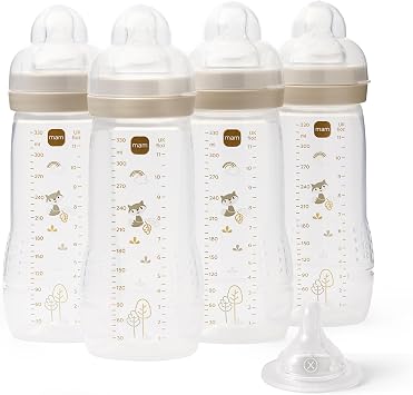 MAM Easy Active Bottles, 4X 330ml, Easy-Grip Ergonomic Shape, Neutral