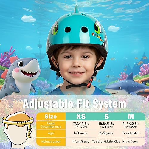 Miniatura 12 de Casco de bicicleta para niños pequeños, ajustable y multideportivo para niños y niñas, 2 tamaños