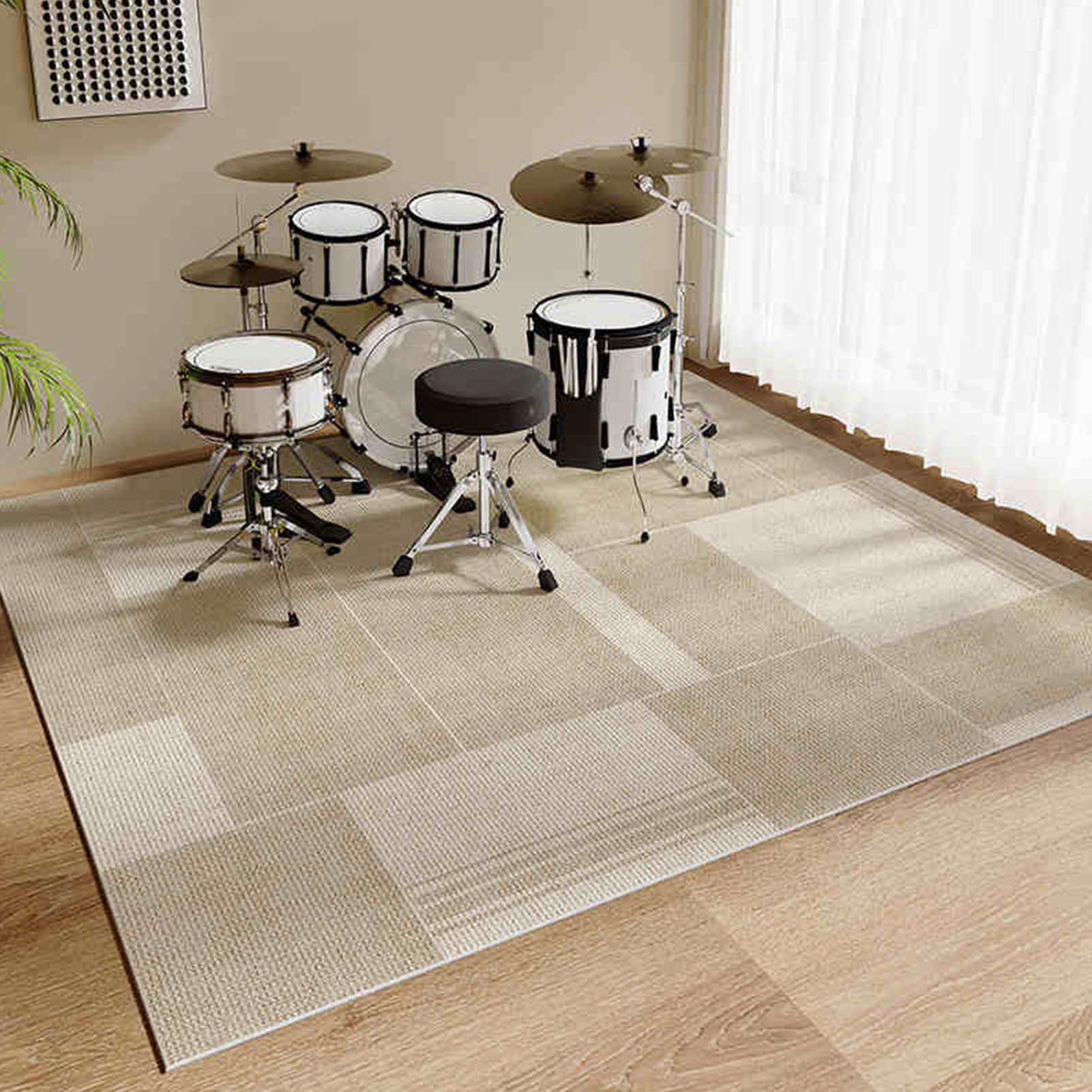 Mata na baterie, dźwiękoszczelna mata bębnowa, instrumenty muzyczne mata podłogowa 140 x 100 cm, mata ochronna, akcesoria perkusyjne, wykładzina antypoślizgowa