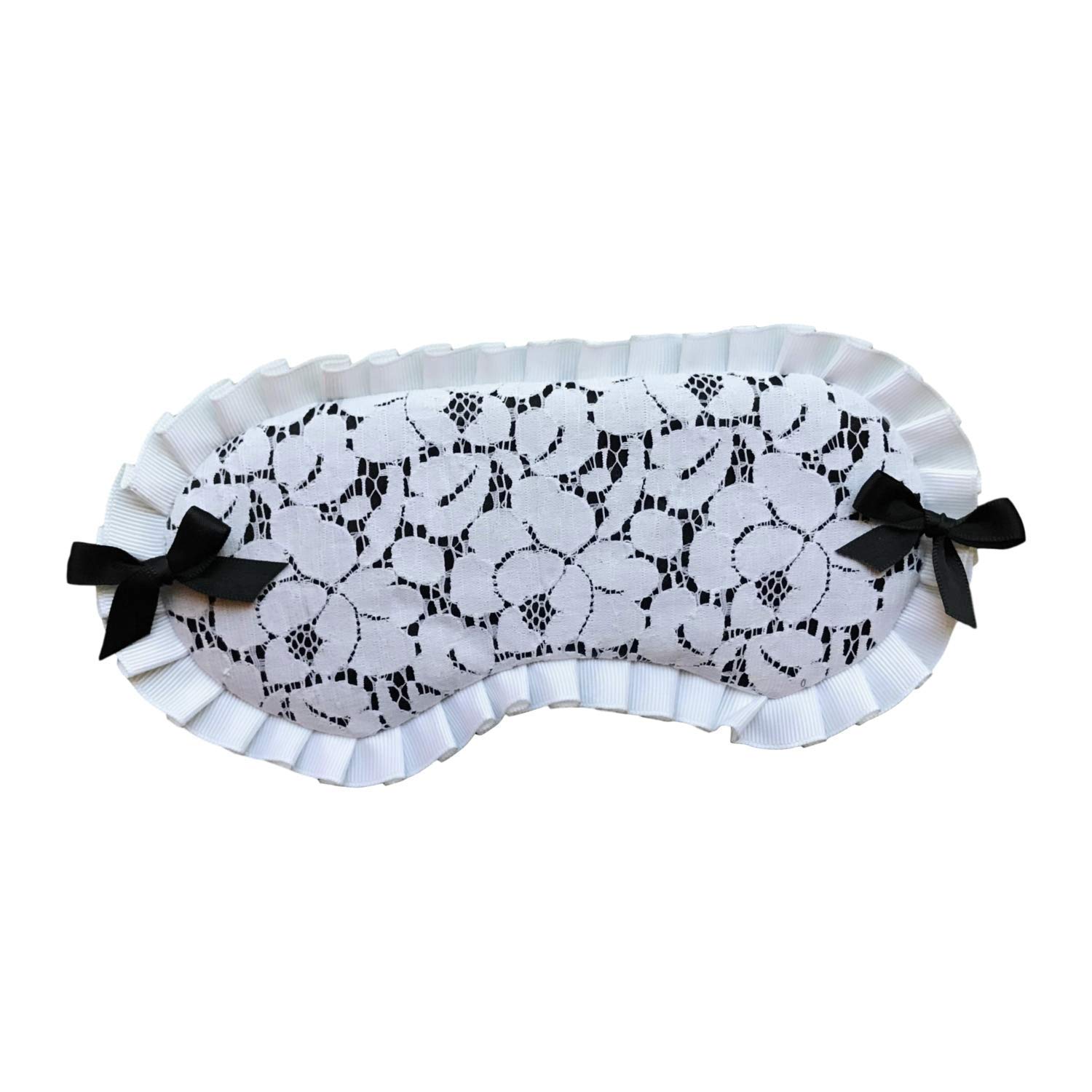 Ethereal Lace Sleep Mask with Black Bows Handmade Products