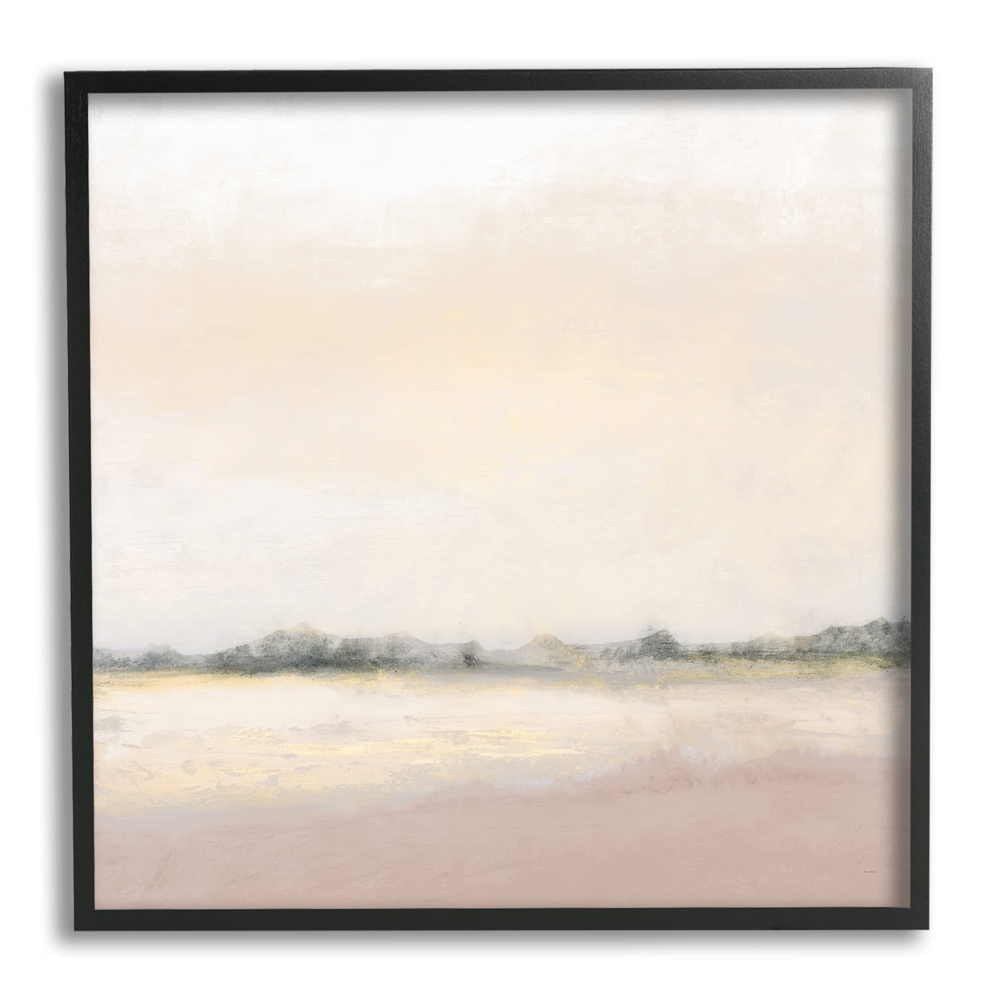 Stupell Industries Muted Prairie Landscape Sun Bleached Open Fields, Designed by Michael Marcon Black Framed Wall Art, 24 x 24, Beige