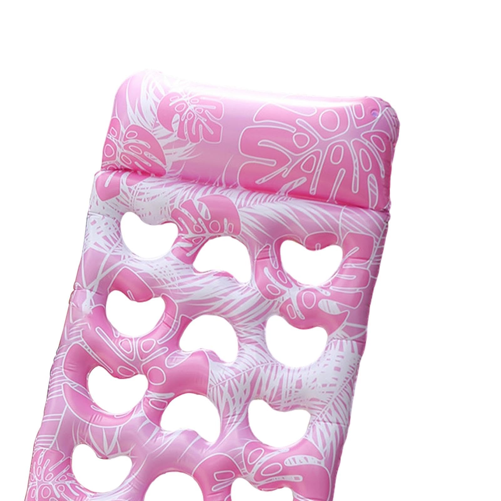 Colchoneta Flotante Inflable para Piscina, Tumbona Flotante para Agua, Balsa para Césped, Rosa, Individual