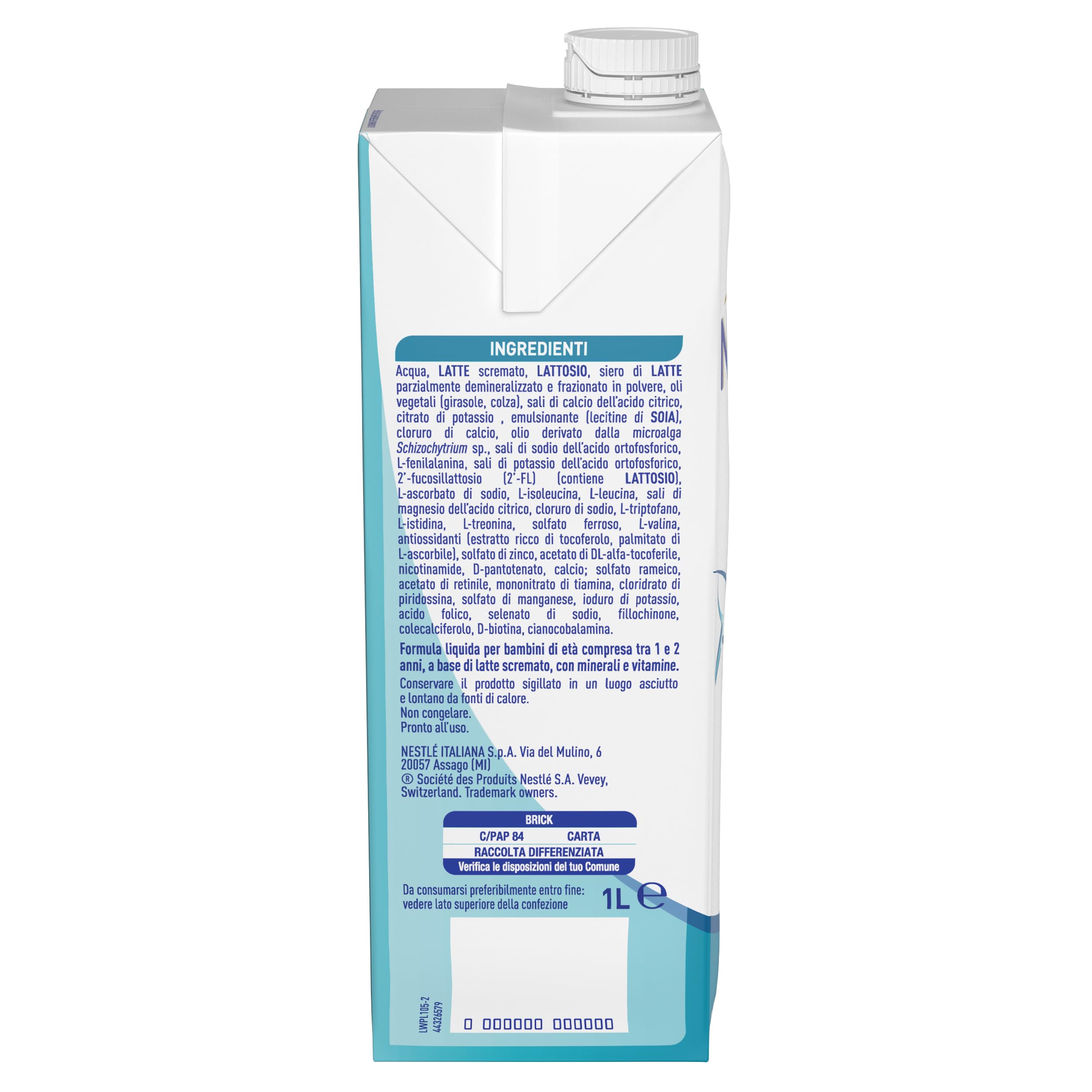 NESTLÉ NIDINA Optipro 3 Latte di Crescita Liquido per Bambini da 1 anno, 8 Brick da 1L (8L)