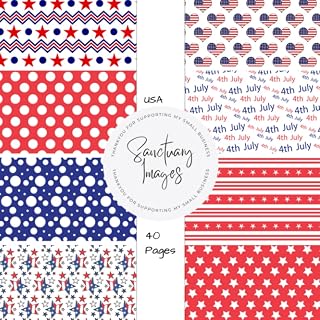 Independently published USA, 4Th July, Day Scrapbooking Paper: Decorative Craft Paper Pad Supplies, Junk Journaling, Scrapbooking, & Crafting Projects - Double Sided 8.5 x 8.5"