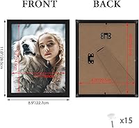 Vista 7 de HORLIMER Juego de 15 portarretratos de 8 x 10 pulgadas, marcos negros para fotos de 8 x 10 pulgadas para pared o mesa