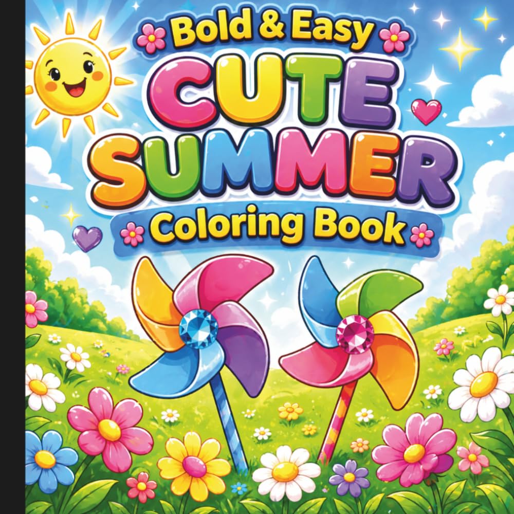 Bold & Easy Cute Summer Coloring Book: Summer Coloring Book For All Ages (Summer Fun For Everyone)