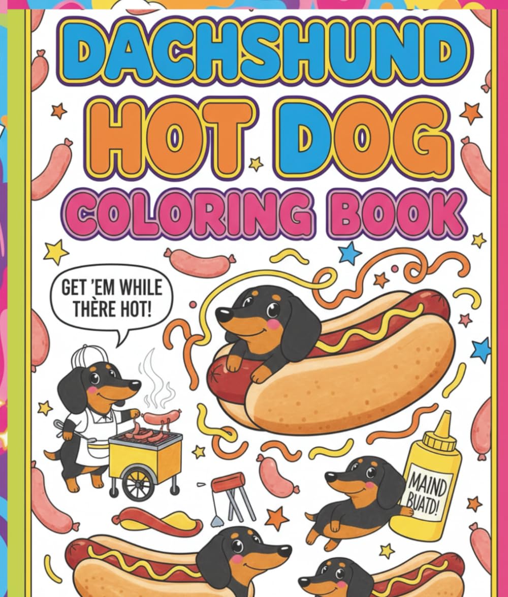 DACHSHUND HOT DOG COLORING BOOK: Cute, Silly & Tail-Wagging Coloring Fun!