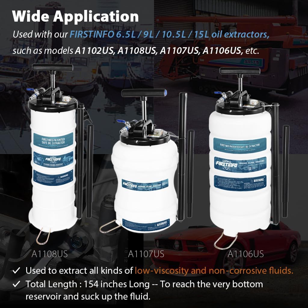 FIRSTINFO A1102EH4 New Accessories 5 Piece Oil Nylon Tube Hose for Pneumatic/Manual Oil Changer Vacuum Fluid Extractor Pump