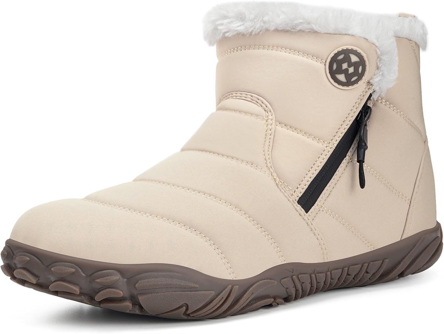 Womens Mens Barefoot Snow Boots Warm Ankle Booties Fur Lined Winter Shoes Outdoor Sneakers with Zero Drop Sole & Wide Toe Box