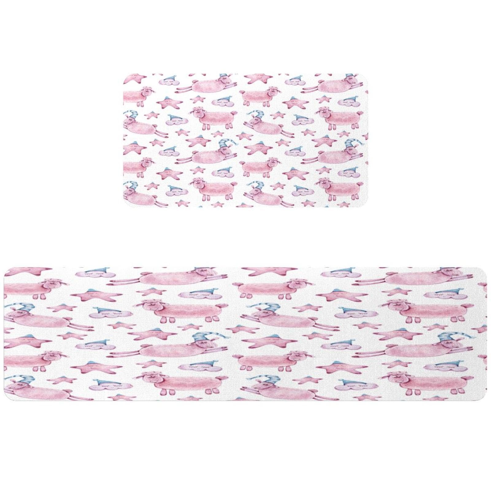 2 tapetes de cocina VAPOKF con diseño de ovejas alfombras antideslizantes