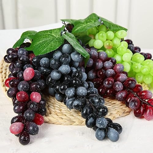 Miniatura 4 de MAOMIA Paquete de uvas artificiales de 8.7 pulgadas, racimo de uvas artificiales de goma, racimos de uvas decorativas falsas para recuerdos de boda