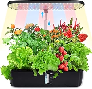 Fullwatt Hydroponisches Anzuchtsystem, Smart Garden 12 Pods Indoor Kräutergarten mit Wachstumslicht, Hydroponic System mit Automatic Timer, 3 Modi, Höhenverstellbar für Haushalt und Küche