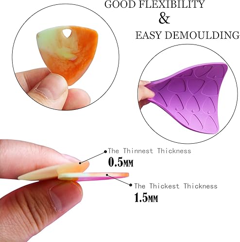 Miniatura 3 de Paquete de 2 púas de guitarra de resina epoxi Moldes de guitarra Plectrums molde de fundición de silicona para hacer joyas de bricolaje guitarra