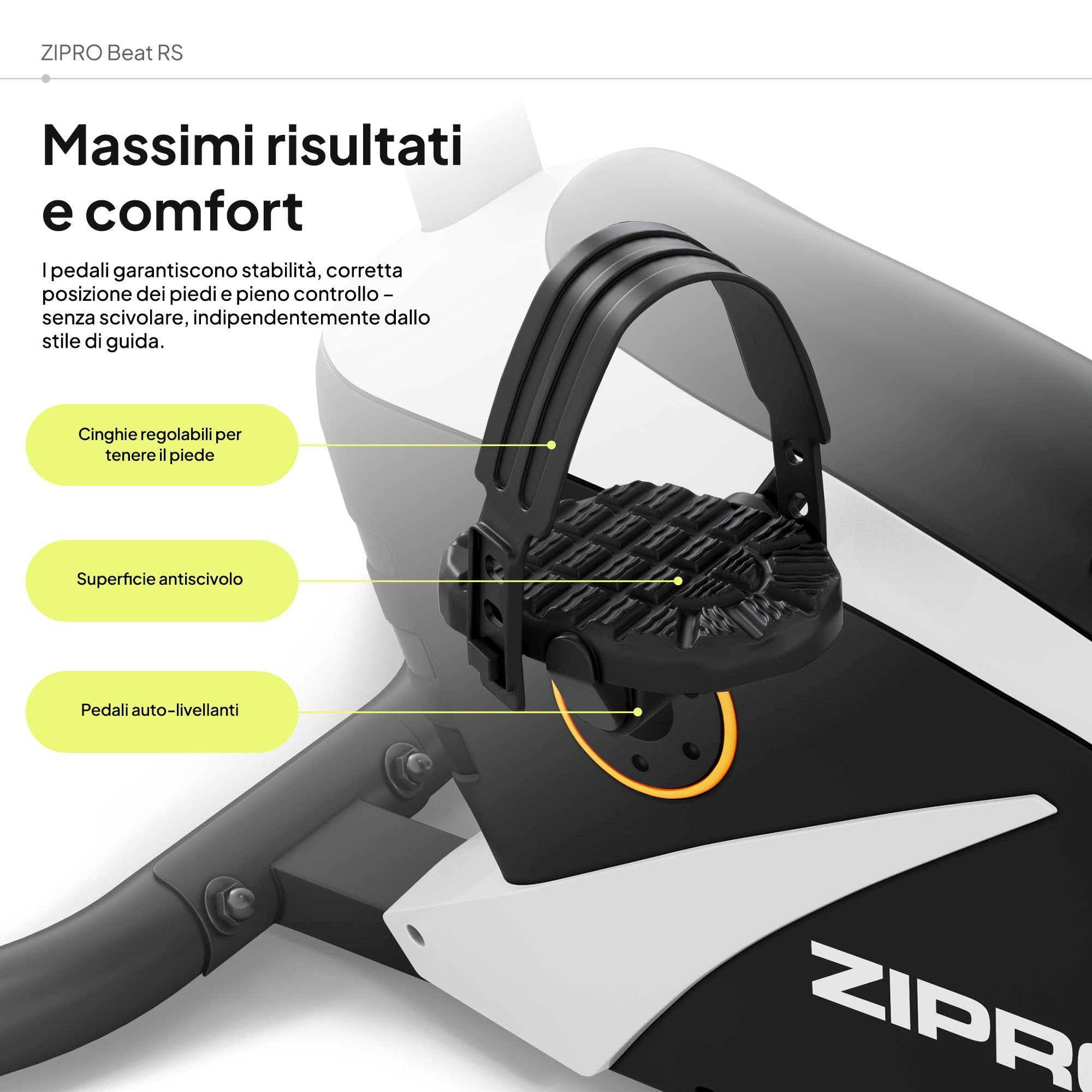Zipro Cyclette Beat, Fitness Bike Ergometrico, Trainer Magnetico per Bicicletta, Ergometro fino a 120 kg, Bici da Interno, Cyclette per Allenamenti Domestici, Batteria Operata
