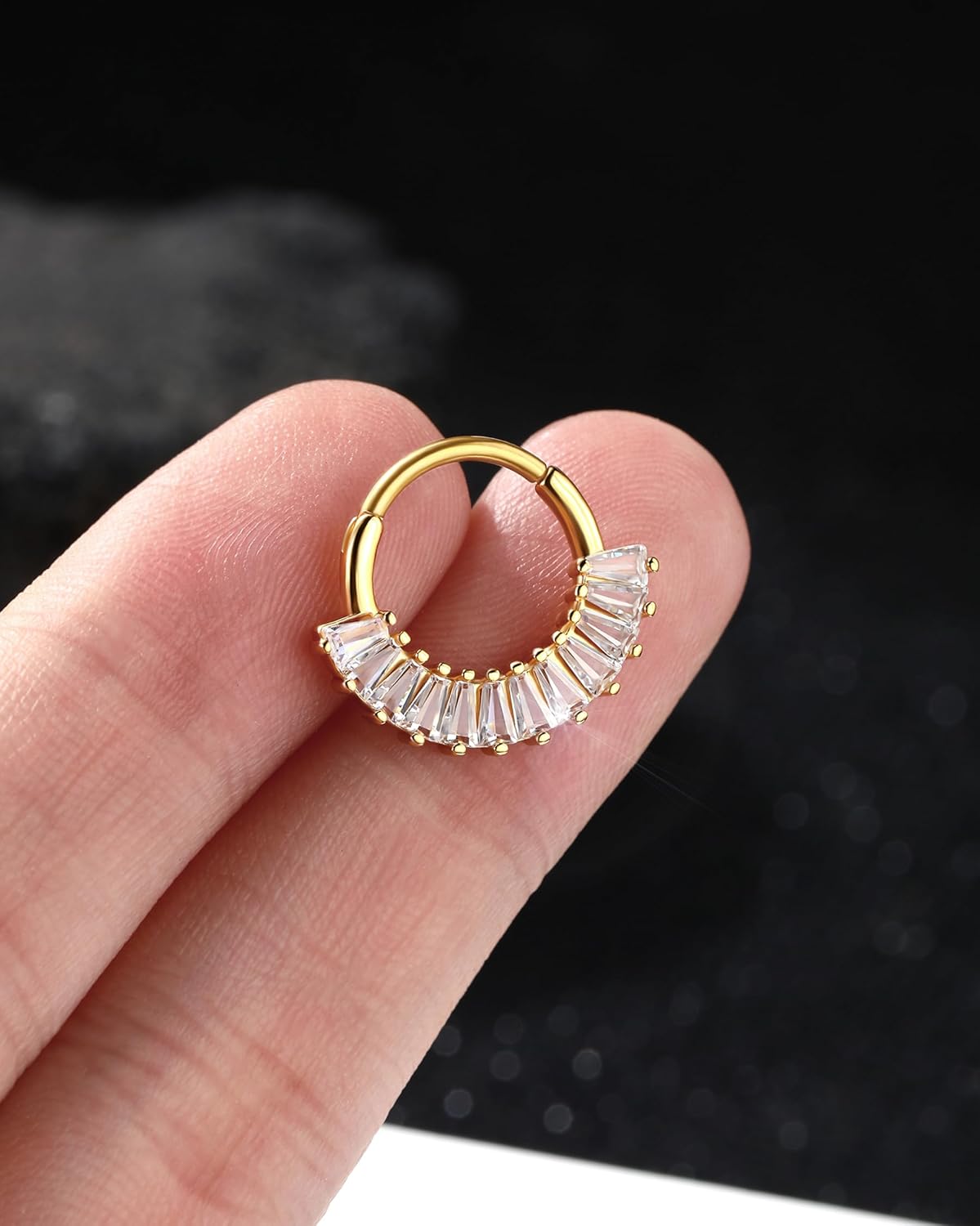 Jewseen 316L Surgical Steel Hinged Segment Septum Rings 16g Septum Piercing Jewelry Daith Earrings Helix Tragus Cartilage Piercing Jewelry for Women - Image 4