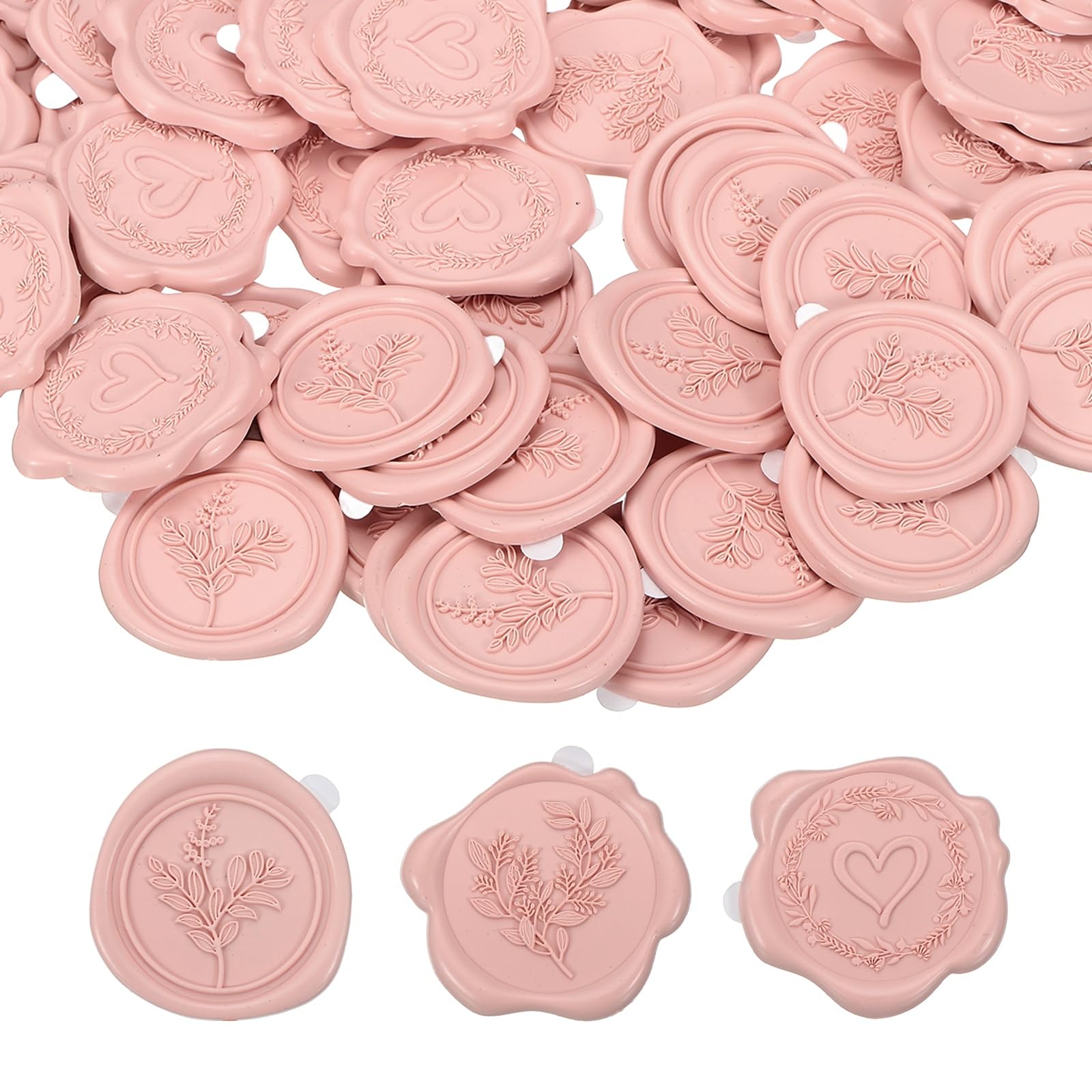 PATIKIL 60Pcs 3 Styles Wax Seal Stickers, Garland Embossed Self Adhesive Backed Envelopes Seal Sticker Accessories for Wedding Invitation Letter Birthday Party Gift, Grey Pink