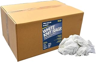 Pro-Clean Basics 99352 Supreme Quality Smooth Jersey Cleaning T-Shirt Cloth Rags, Lint Free, White, 50 lb Box