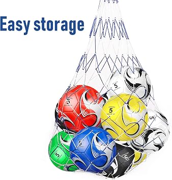 6 Pack Size 5/4/3 Soccer Balls for Training & Matches Official Size & Weight, Includes Carry Net, Needles, Air Pump Ideal for Youth and Adult Players