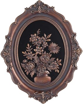 Vintage Wall Decor Art - 10" Antique Gold Resin Relief Sculpture,Victorian Style Framed Aesthetic Wall Hanging,Small Dark Moody Gothic Decor for Bedroom,Living Room & Hallway,Old Money Accent Piece Flower