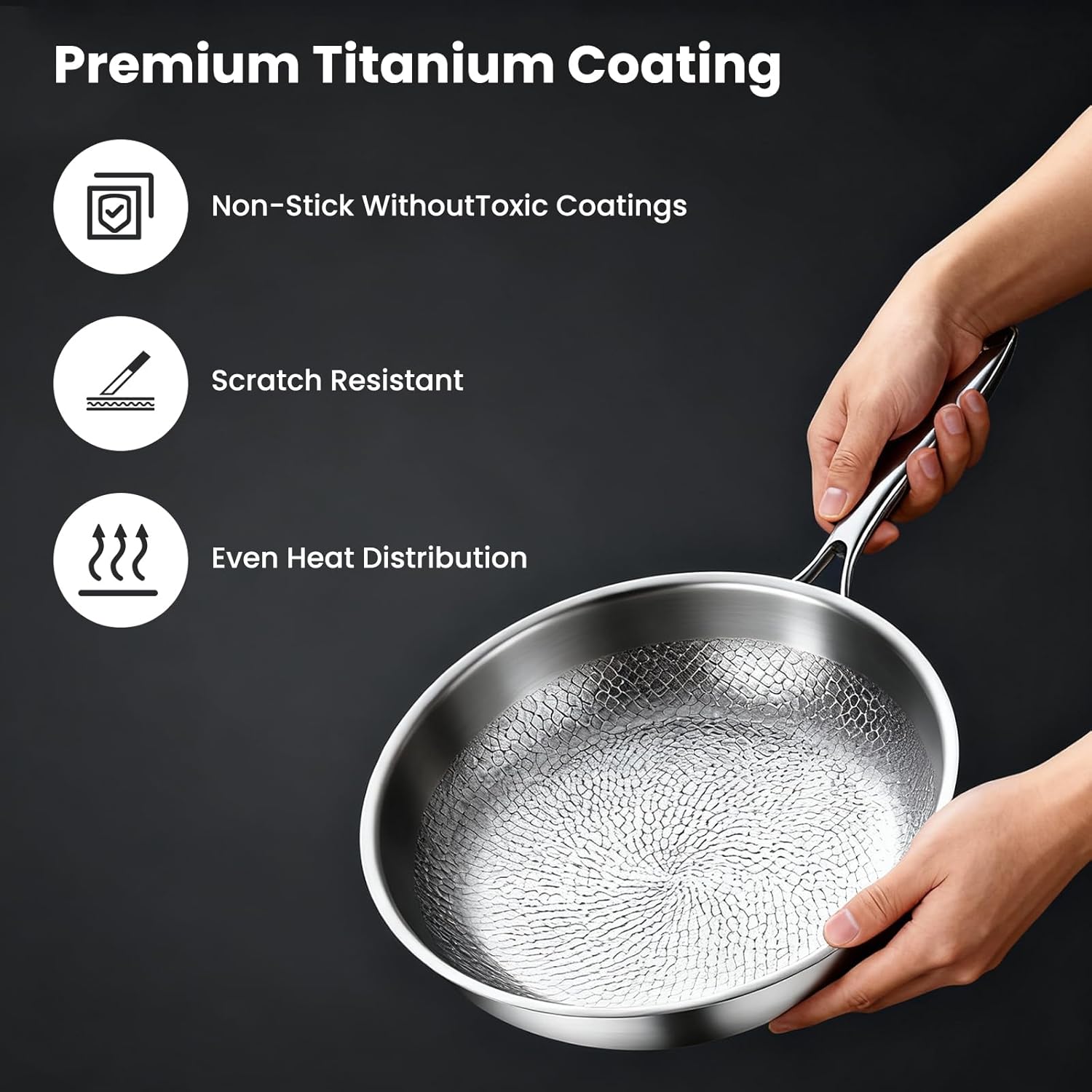 Titanium Pans Pots for Cooking Cookware Set Non Stick Natural Elements 12 Inch Pure Pro Skillet Wok Kitchen Induction Best Alternative Camping Juego De Ollas Para Hand Hammered Standard