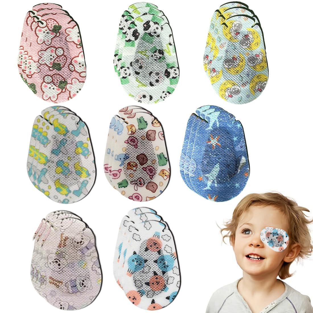 24 Pezzi Cerotti Adesivi per Occhi, Bende Oculari per Bambini, Bende per Gli Occhi, 8 Stili, Traspiranti, Blocco Della Luce, per Bambini e Adulti