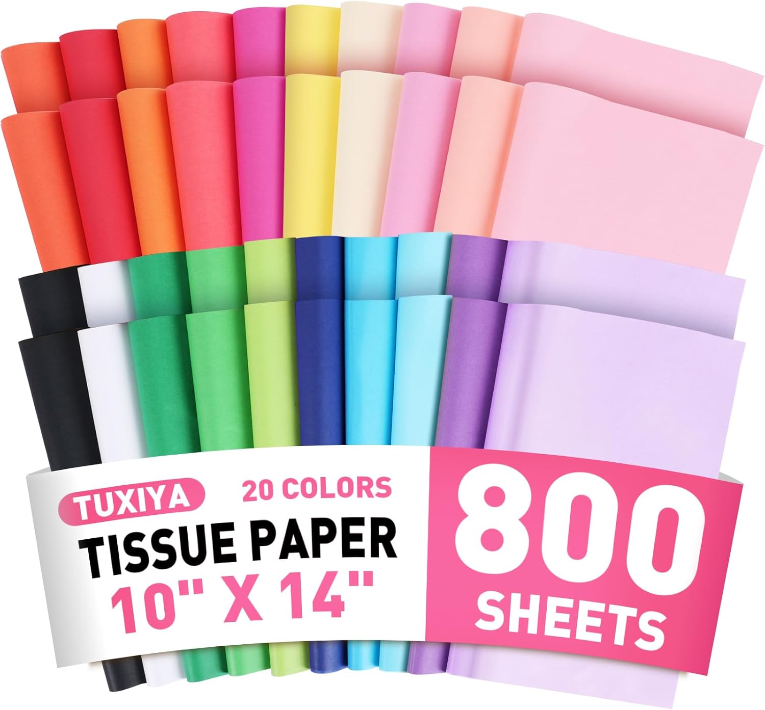 1200 Sheets Tissue Paper, 20 Colors 10" X 14" Tissue Papers for Gift Bags Birthday Party Flower Decoration, Colored Tissue Paper Bulk for Packaging