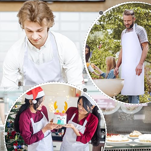Vista 31 de Tarpop Paquete de 24 delantales con babero unisex, delantal comercial, delantal resistente para cocina, barbacoa, manualidades, para mujeres, Negro