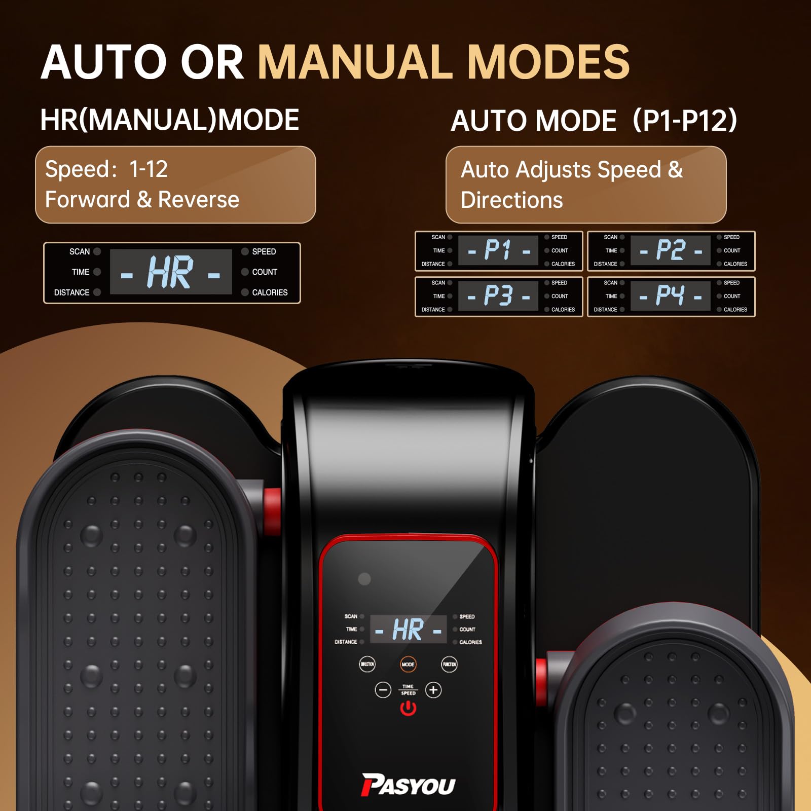 Pasyou Mini Elíptica Eléctrica, Pedaleador Electrico, Máquina Elíptica Bajo Escritorio, Ejercitador De Pedales para Piernas Y Pies para Personas Mayores, 12 Velocidades Ajustables, con Control Remoto