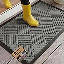 GORILLA GRIP 100%!W(MISSING)aterproof All-Season WeatherMAX Doormat US Designed Natural Rubber, Stain Fade Resistant, Low Profile Indoor Outdoor Door Mats, Easy Clean, 17x29 Gray Diamond