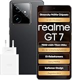 realme GT 7 Smartphone 12+256Go, Écran AMOLED 6,8", Puce Dimensity 9400e, Appareil Photo 50Mpx, Batterie Titan 7000mAh, Double SIM 5G, Couleur IceSense Noir, Adaptateur Inclus - 1