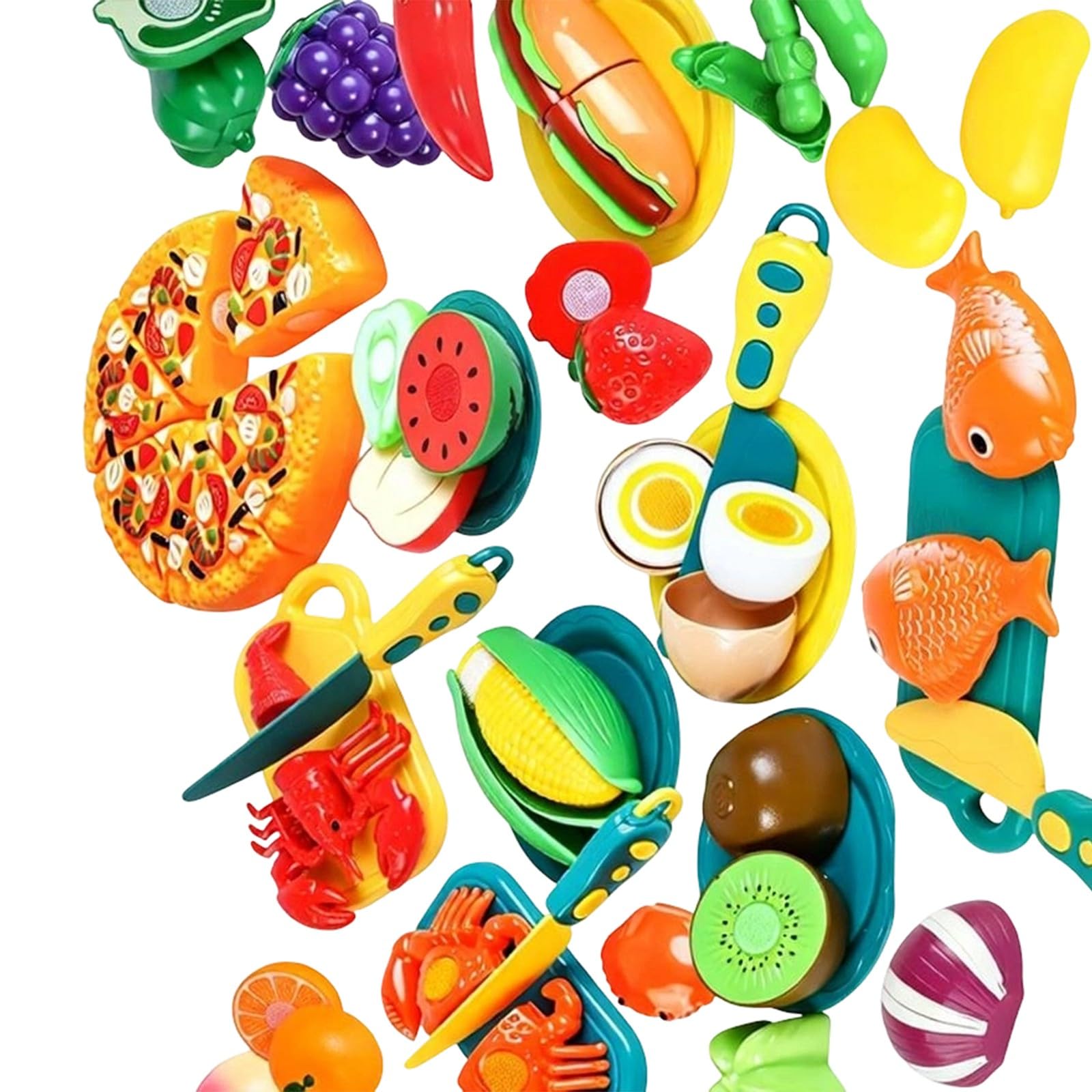 Set di giocattoli per tagliare alimenti con frutta, cestino, piatti, taglierina e utensili per giochi di ruolo in cucina, giocattolo alimentare