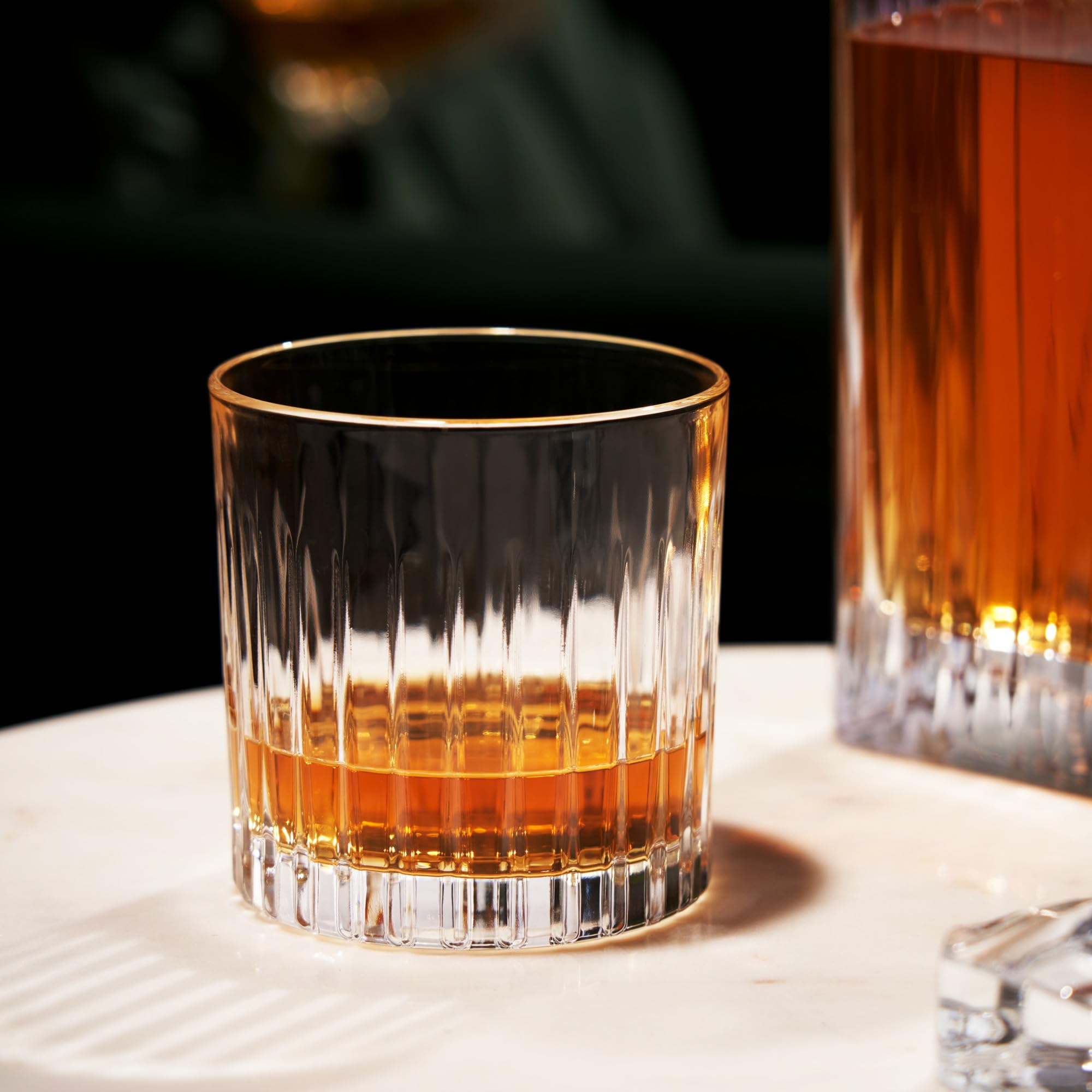 Viski Lot de 4 verres à whisky Reserve Milo - Verres à bourbon soignés - Verres à spiritueux en cristal - 300 ml