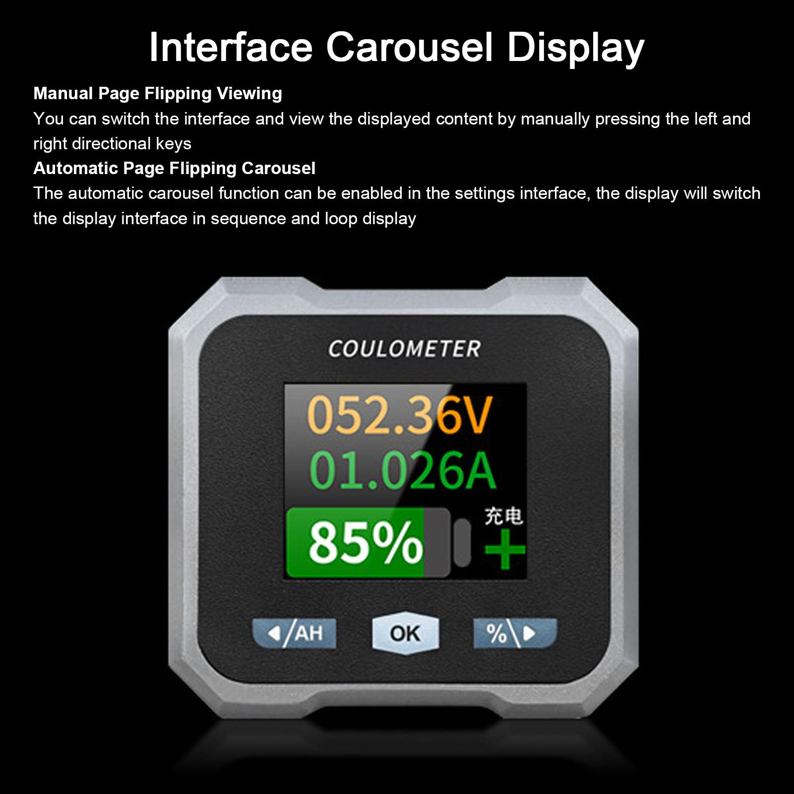 Smart Battery Capacity Monitor, RV Smart Battery Monitor Batteriestrom-Prozentspannungsanzeige mit Shunt