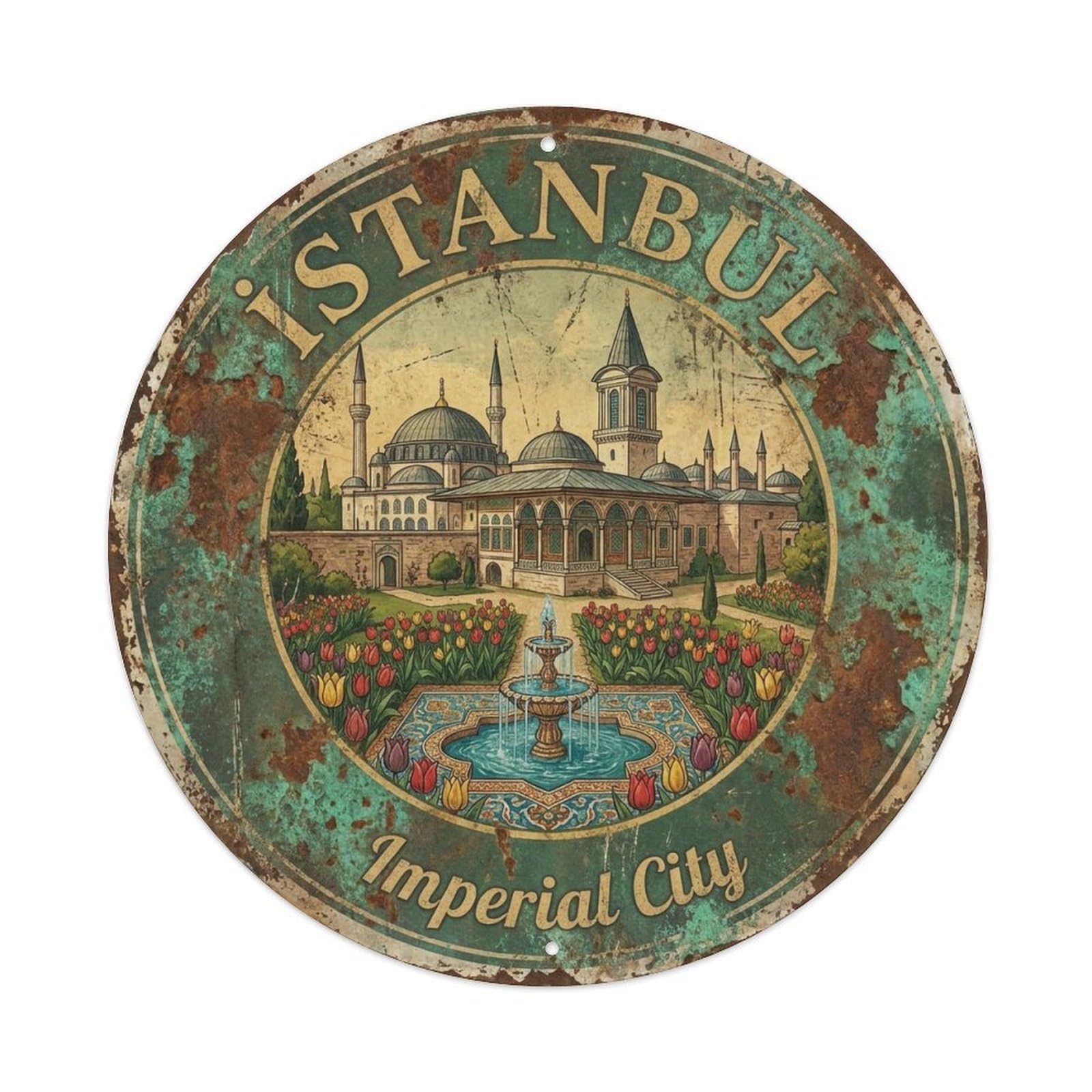 Vintage Travel Istanbul Turkey Renowned Vintage Metal Tin Sign Plaque Wall Decor for Cafe, Club Bar, Office, Garden Metal Poster 8x8Inch