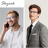 Vista 21 de Premium 2 PACK Durable Progressive Multifocus Reading Glasses for Men Blue Light Blocking Computer Reader Anti Eyestrain Metal Frame Spring Hinges