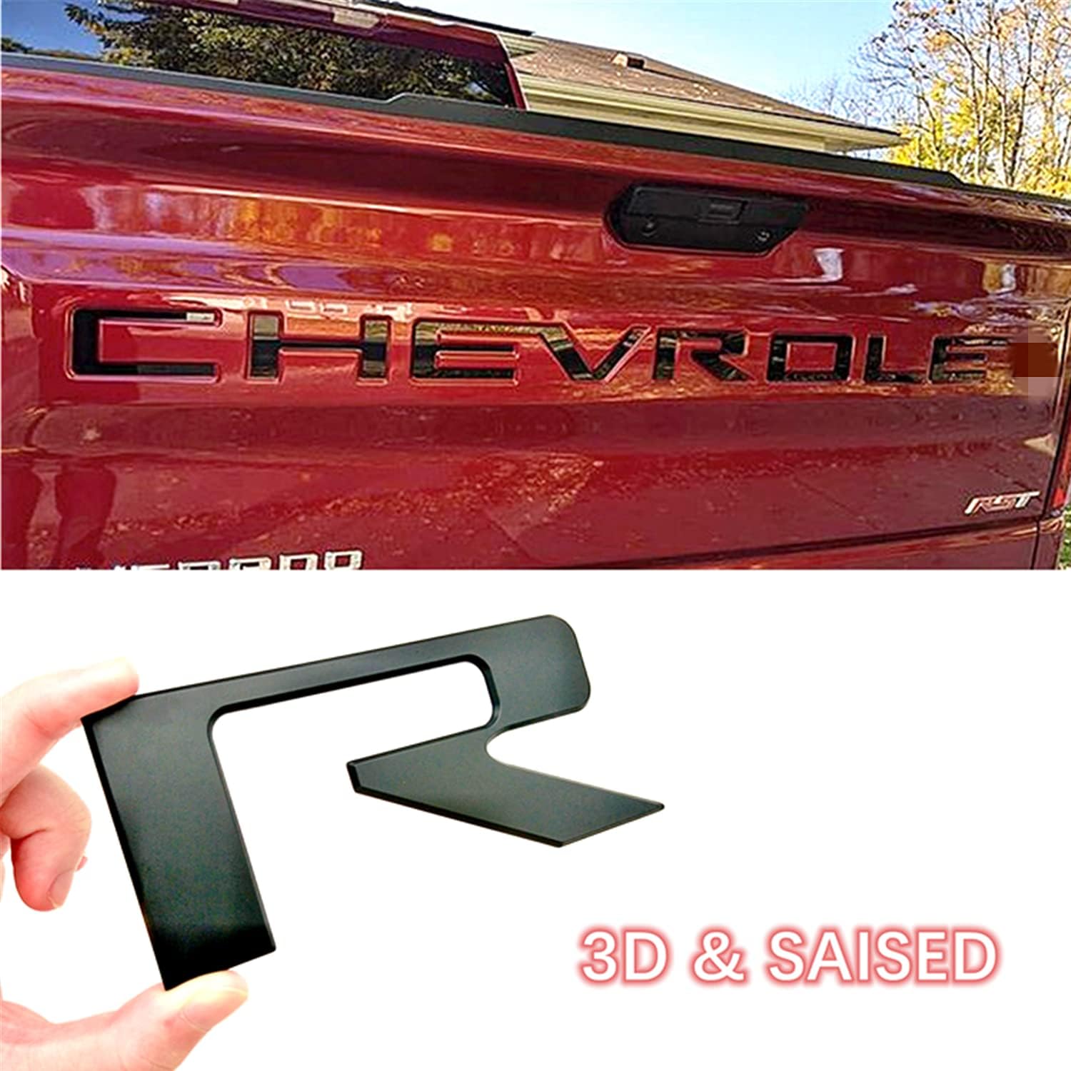 JOJOMARK Tailgate Inserts Letters Compatible with Silverado 1500 2500 HD 2019 2020 2021 2022 Accessories Rear Inlays Emblem Decals (Matte Black)