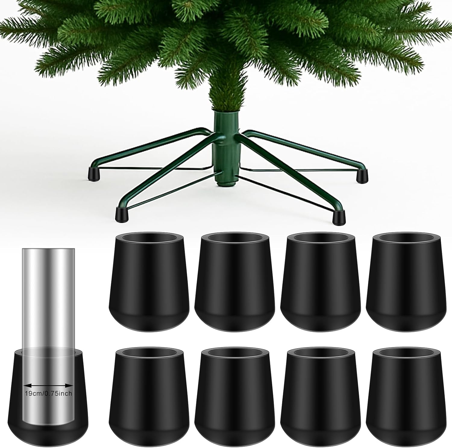 Outus 8 Pack 0.75 Inch Christmas Tree Stand Rubber Feet Chair Leg Floor Protectors Soft Non Slip Non Marking Anti Skid Reduce Noise for Christmas Tree Stand Furniture Electronics Appliances
