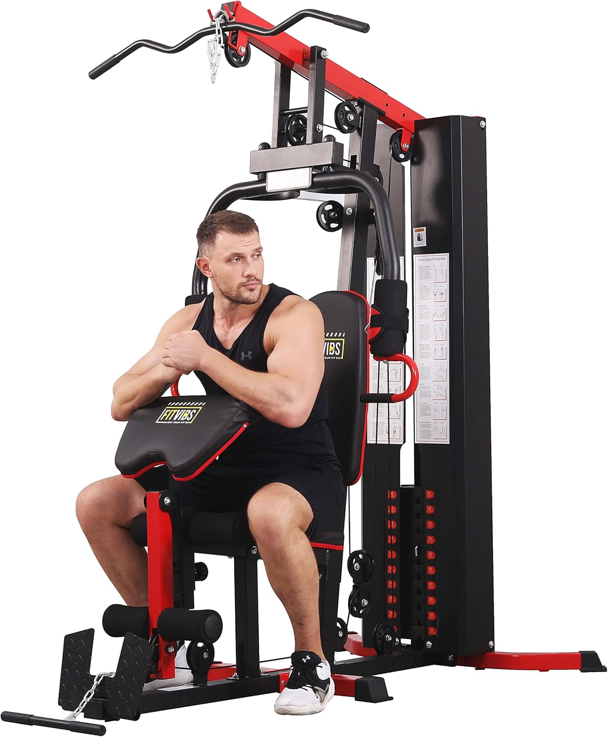 BalanceFrom Multifunctional Home Gym System Workout Station with Leg Extension and Preacher Curl, 122.5LB Weight Stack, Multiple Models