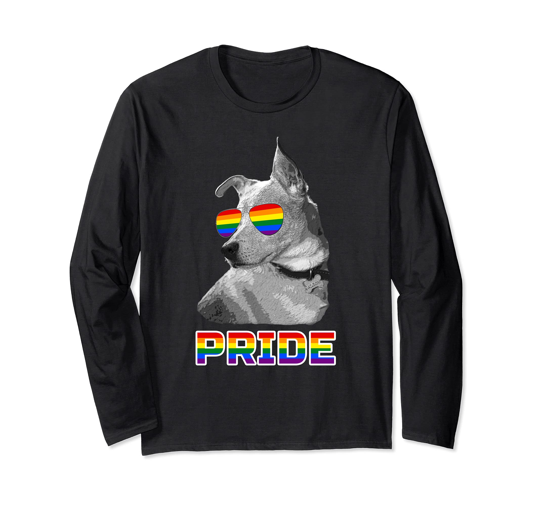 Dog Pride Gay Lesbian LGBT Awareness Rainbow Flag Long Sleeve T-Shirt, Black