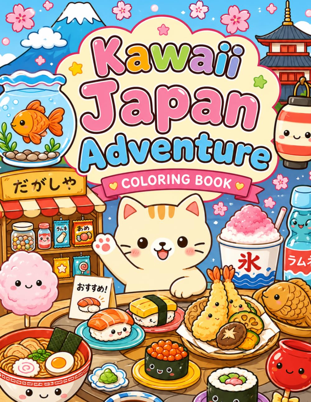 Kawaii Japan Adventure Coloring Book: A Cute Coloring Journey Through Japanese Food, Culture, and Fun Places