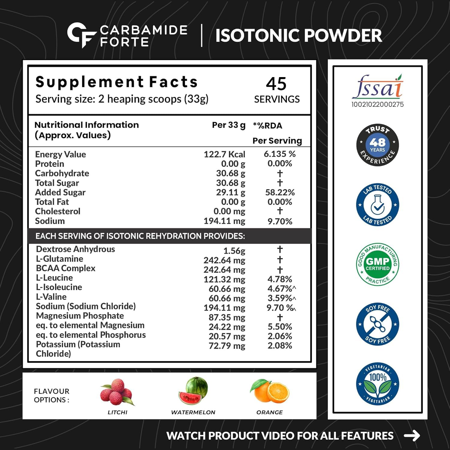 Carbamide Forte Isotonic Powder | Pre Workout Supplement For Men And Women| Instant Energy Drink for PreWorkout | Electrolytes Powder with added BCAA & L Glutamine - Litchi Flavour - 500g (Pack of 3)