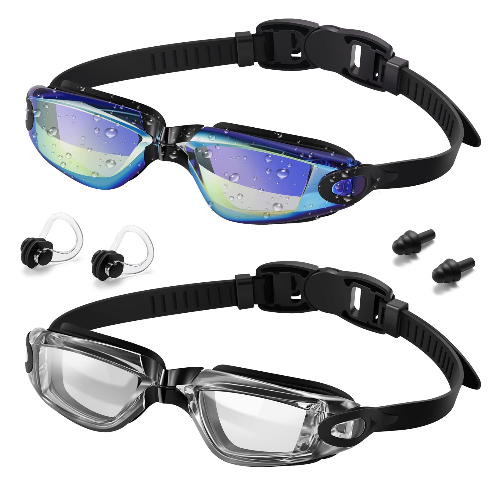 Vatefery Kids Swimming Goggles 2-Pack Swimming goggles kids 6-14,UV Protection,Anti-Fog,No Leaking kids goggles for Children Boys
