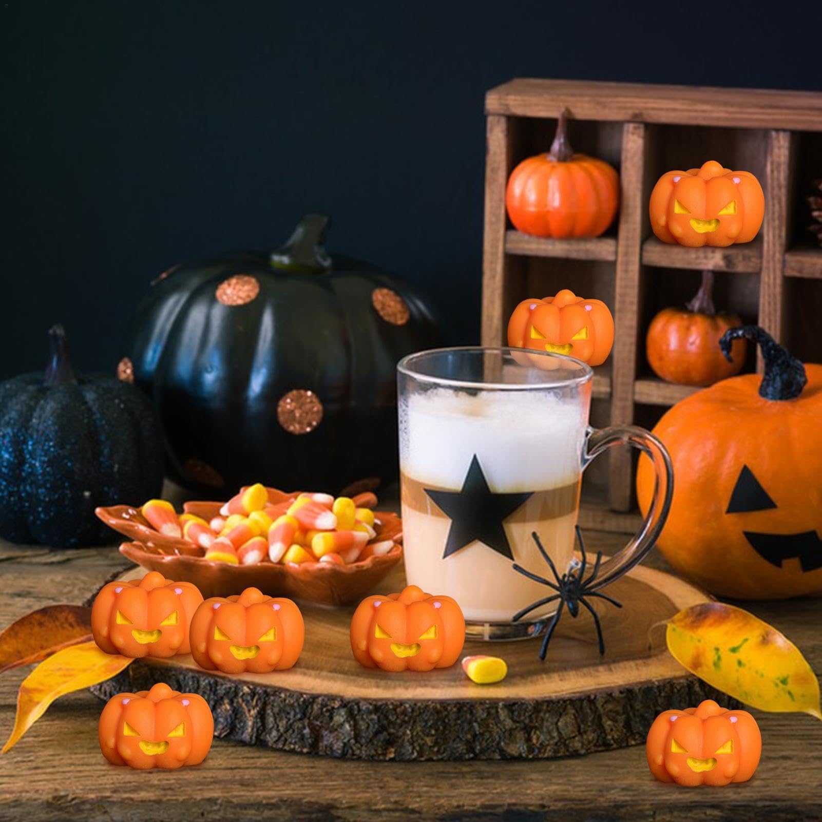Citrouilles En Résine D'Halloween | Citrouille En Résine Maléfique Pour Décoration D'Halloween – Texture Délicate Pour Table, Jardin, Pelouse, Cour, Porche