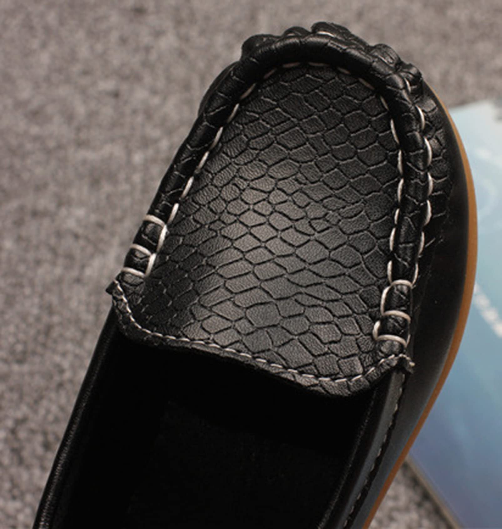 Skórzane mokasyny dla dzieci chłopcy dziewczęta moda loafers na co dzień łódź płaskie buty antypoślizgowe oksfordy wygodne buty do chodzenia, Czarny (Black), 24 EU