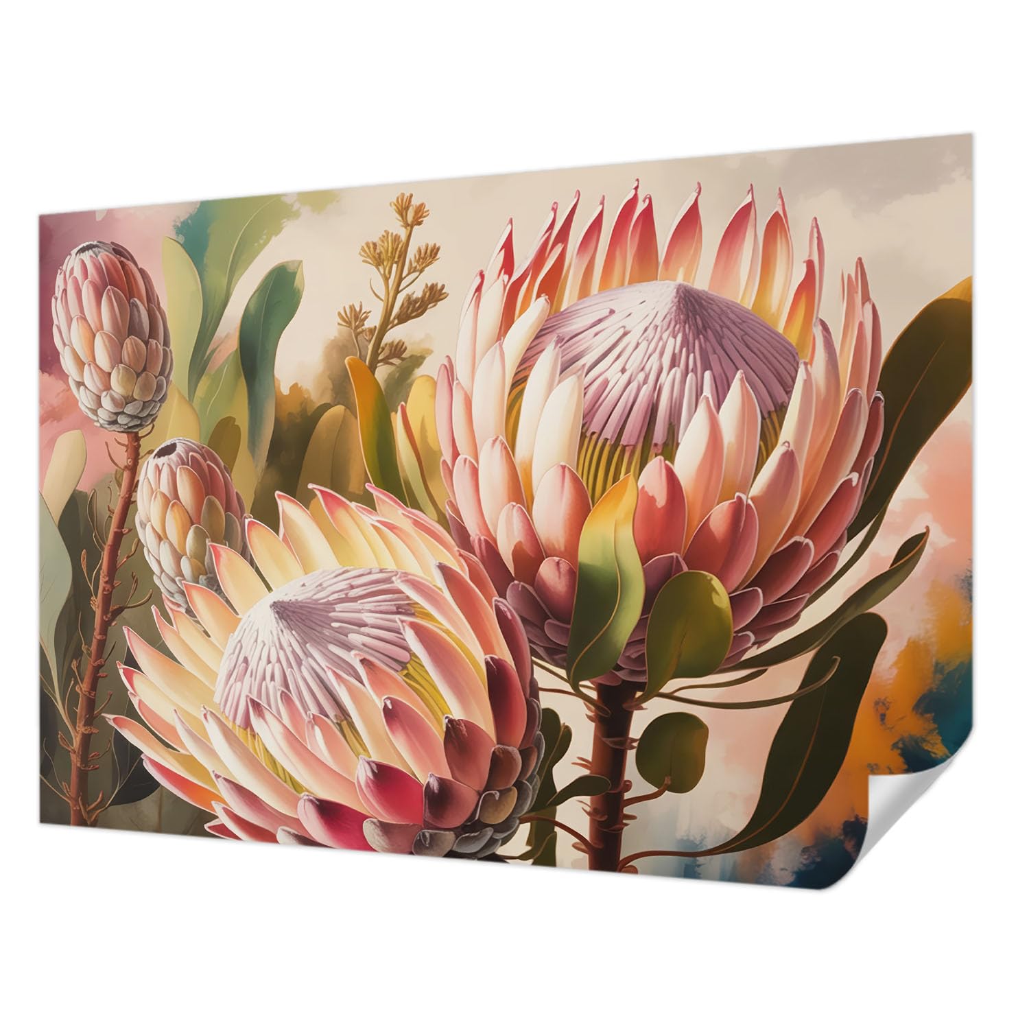 Papier peint photo pour chambre et salon design floral fleurs de protéa 312x219 cm