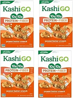 Cold Breakfast Cereal byKashi- Vegan Protein - Fiber Cereal - Peanut Butter Crunch - 16.9 Oz Box (4 Boxes)